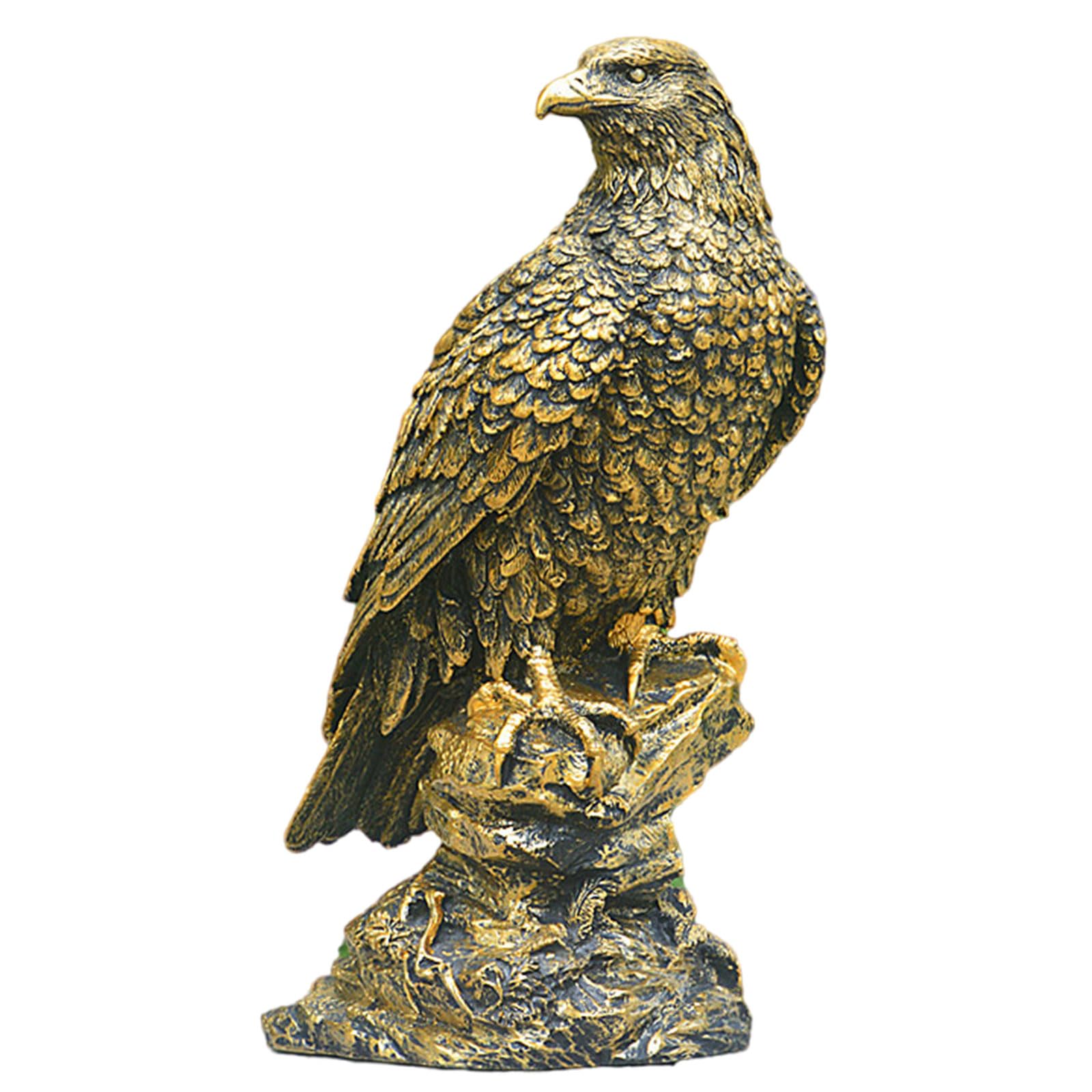 Zooeewly 11.4"(29cm) Tall Eagle On Rocks Statue Resin Figurine, Rustic Home Decor Sculpture & Wildlife Bird Gift for Family,B
