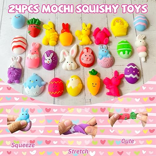 Miniatura 3 de UUSYCUN 24 juguetes esponjosos Mochi de Pascua para sufrimientos de canasta de Pascua, juguetes esponjosos de animales de Pascua para rellenos de