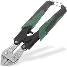 BLOSTM Mini Bolt Cutters 8" - Heavy Duty Wire Cutters Green | Heat Treated Bolt Cutter for Maximum Durability, Chain Cutter with Ergonomic Rubber Grip Padlock Cutter, Fence Wire Cutters