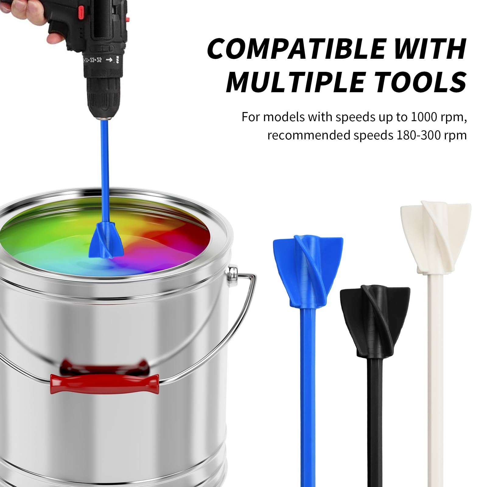 6 Pezzi Miscelatore per Pittura Epossidica, per Trapano, Riutilizzabili, Palette per Miscelatore, per Pittura Epossidica Miscelazione Epossidica Smalto Ceramico