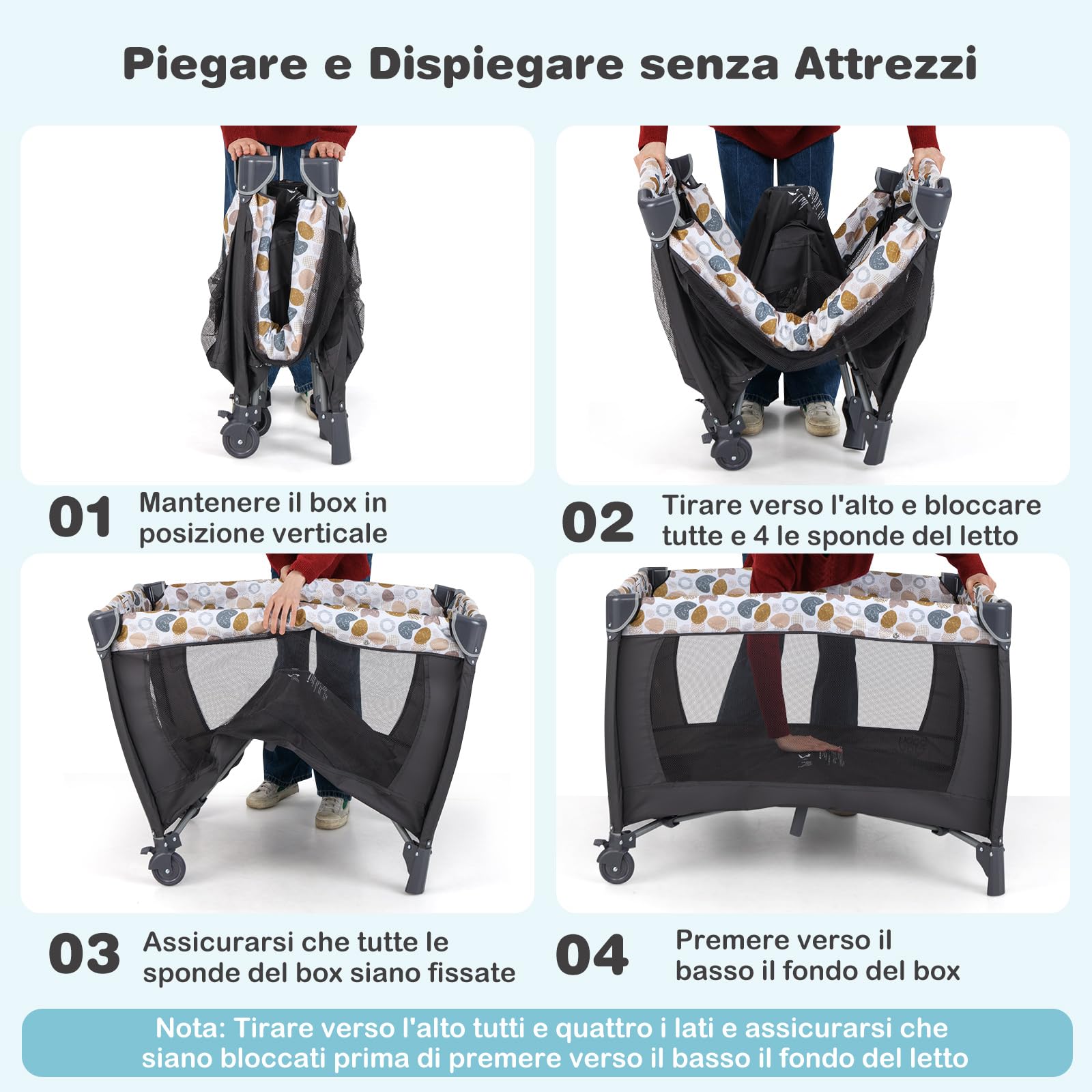 COSTWAY 5 in 1 Culla Campeggio Bambini, Lettino Viaggio Neonati Pieghevole con Materasso, Fasciatoio, Box Portatile con Ruote, 2 Giocattoli e Carillon, per Bambini 0-3 Anni (Blu)