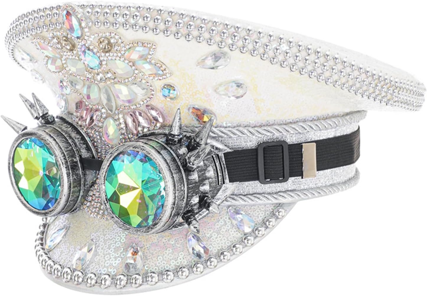 Jeweled Captain Hat Shimmering Crystals Hat For House Cocktail Parties Encrusted For Stage Captain Hat For Women