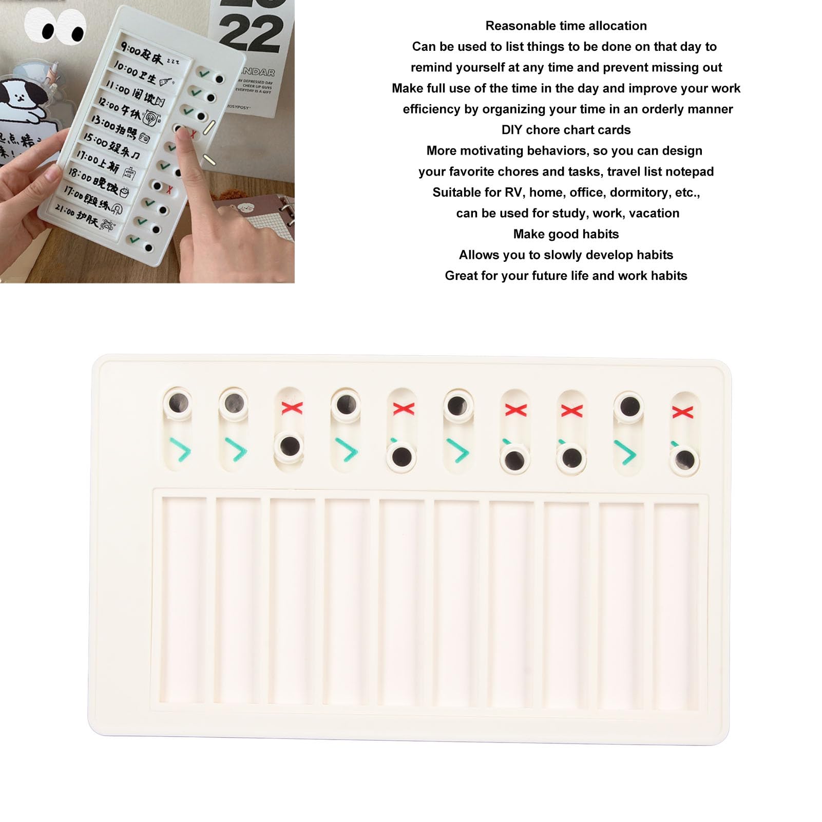 10-teiliges Aufgabendiagramm für Kinder, Checklistentafel, Planungstafeln, verschiebbares Routinediagramm, leere Checkliste für die Routineplanung zu Hause, 20,1 x 11,9 cm