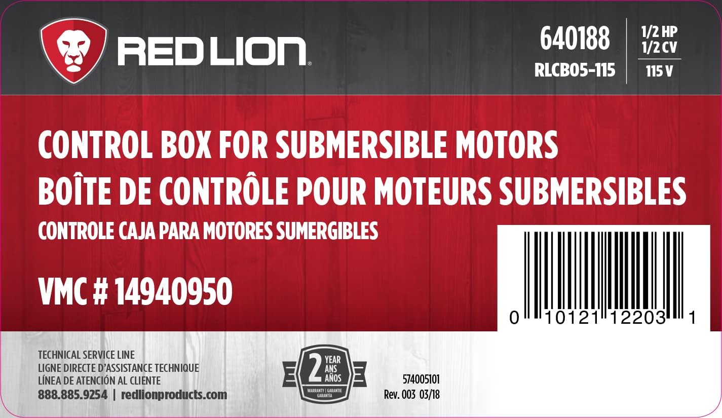 Red Lion RLCB05-115 1/2-HP 115-Volt VMC Control Box for Well Pump, Grey, 640188