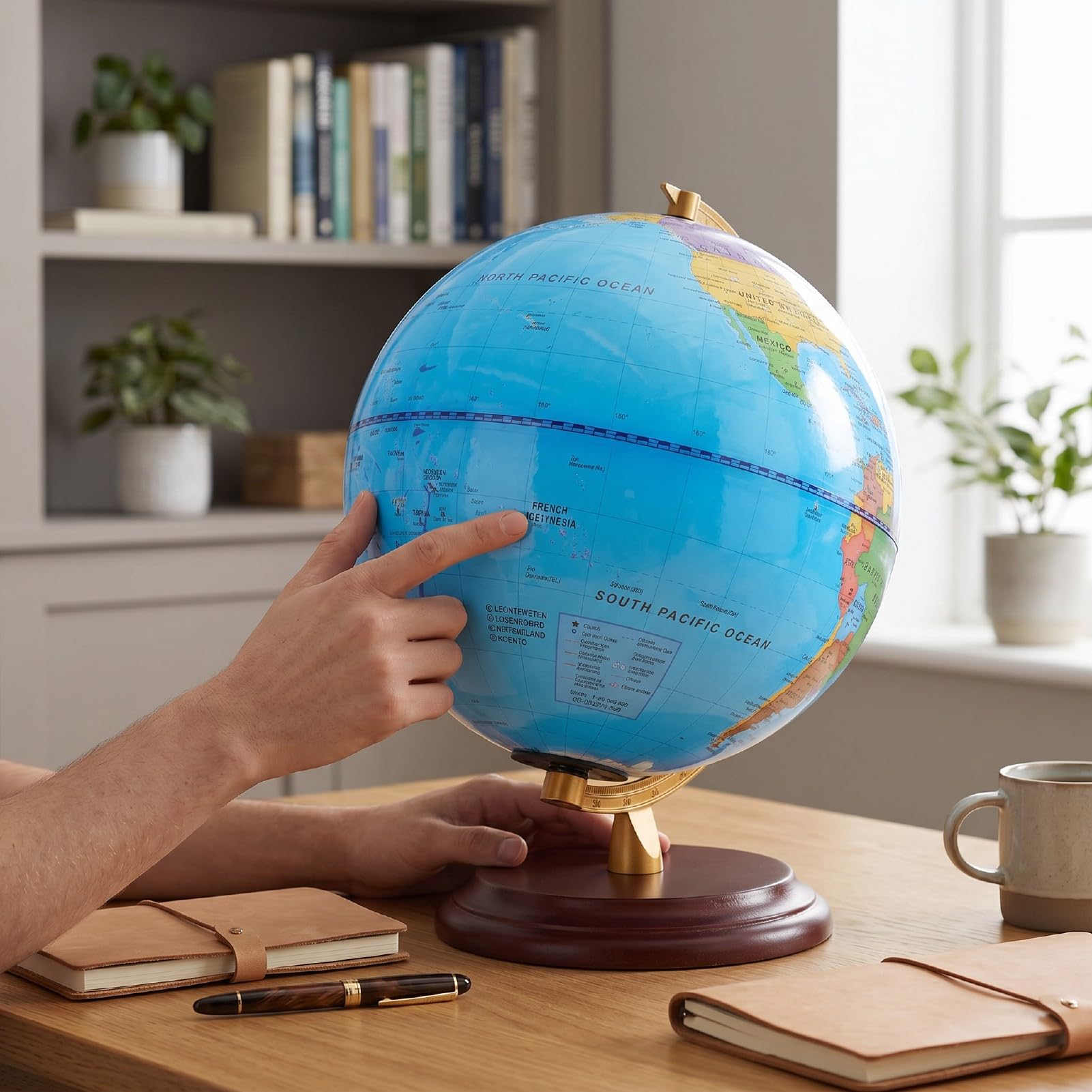 Bewinner Mappamondo da 8 Pollici per Bambini Globo Educativo da Scrivania Girevole con Geografia con Supporto, Strumento Didattico Interattivo per Casa, Ufficio, Aula, Robusta Struttura in Metallo