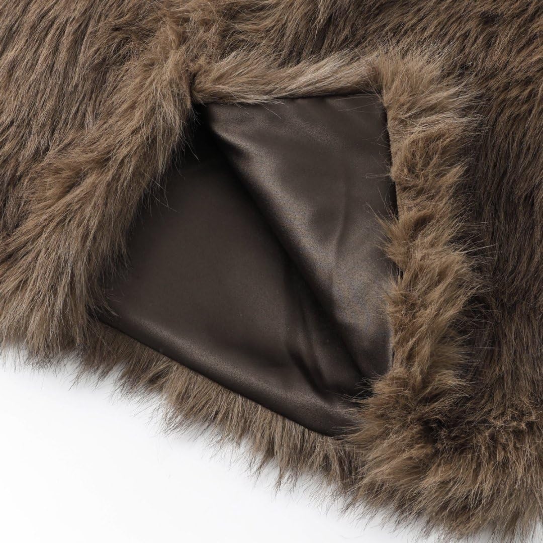 Amazhiyu Women's Faux Fur Crop Open Front Vest Coats Sleeveless Jackets Winter - Image 5