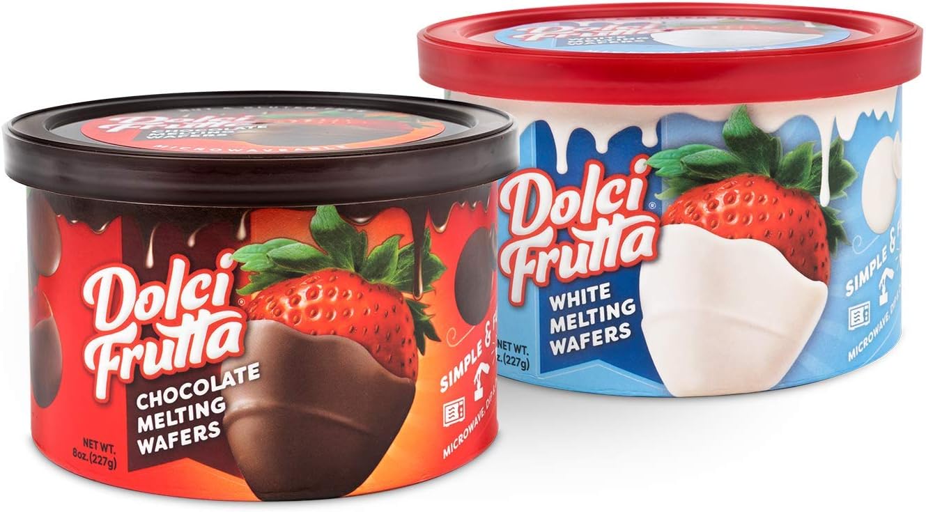 Dolci Frutta Variety Pack with Hard Chocolate Shell & White Chocolate Shell, Simply Microwave, Dip, and Done, Nut-Free, Gluten-Free, 8oz, Pack of 2