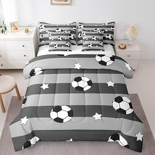 Miniatura 36 de Feelyou Juego de ropa de cama de fútbol americano tamaño Twin de 7 piezas, patrón de balón de fútbol americano para niños, niñas y adolescentes,