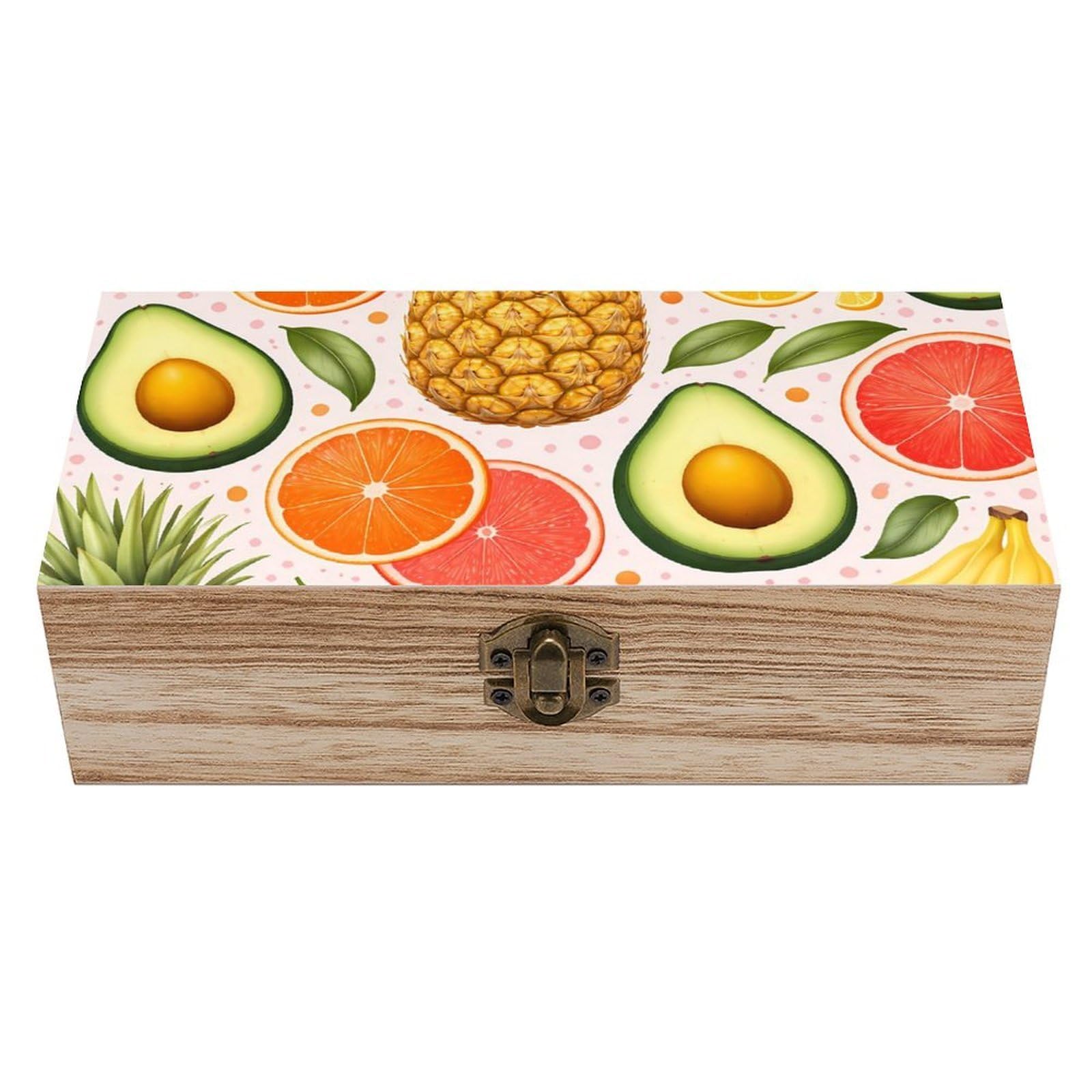 HLBSDM Avocado Nut Banana Pineapple Orange Wooden Storage Box