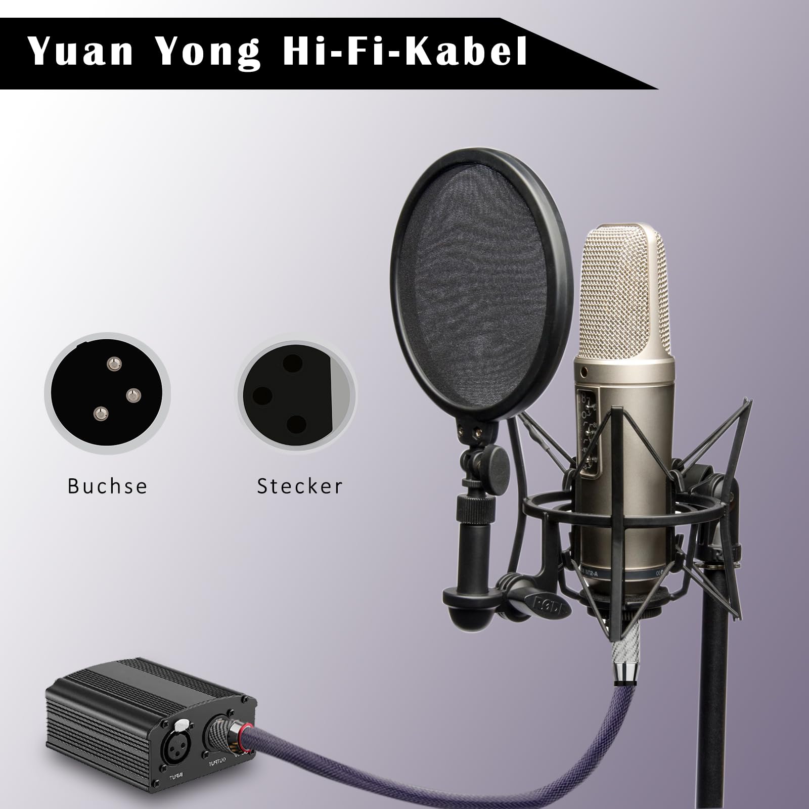Hi-end XLR Cable de audio de 18 AWG, cable de micrófono XLR de 3 pines macho a hembra 8N OCC cable estéreo con fibra de carbono conector de rodio para estudio grabación micrófono escenario DJ