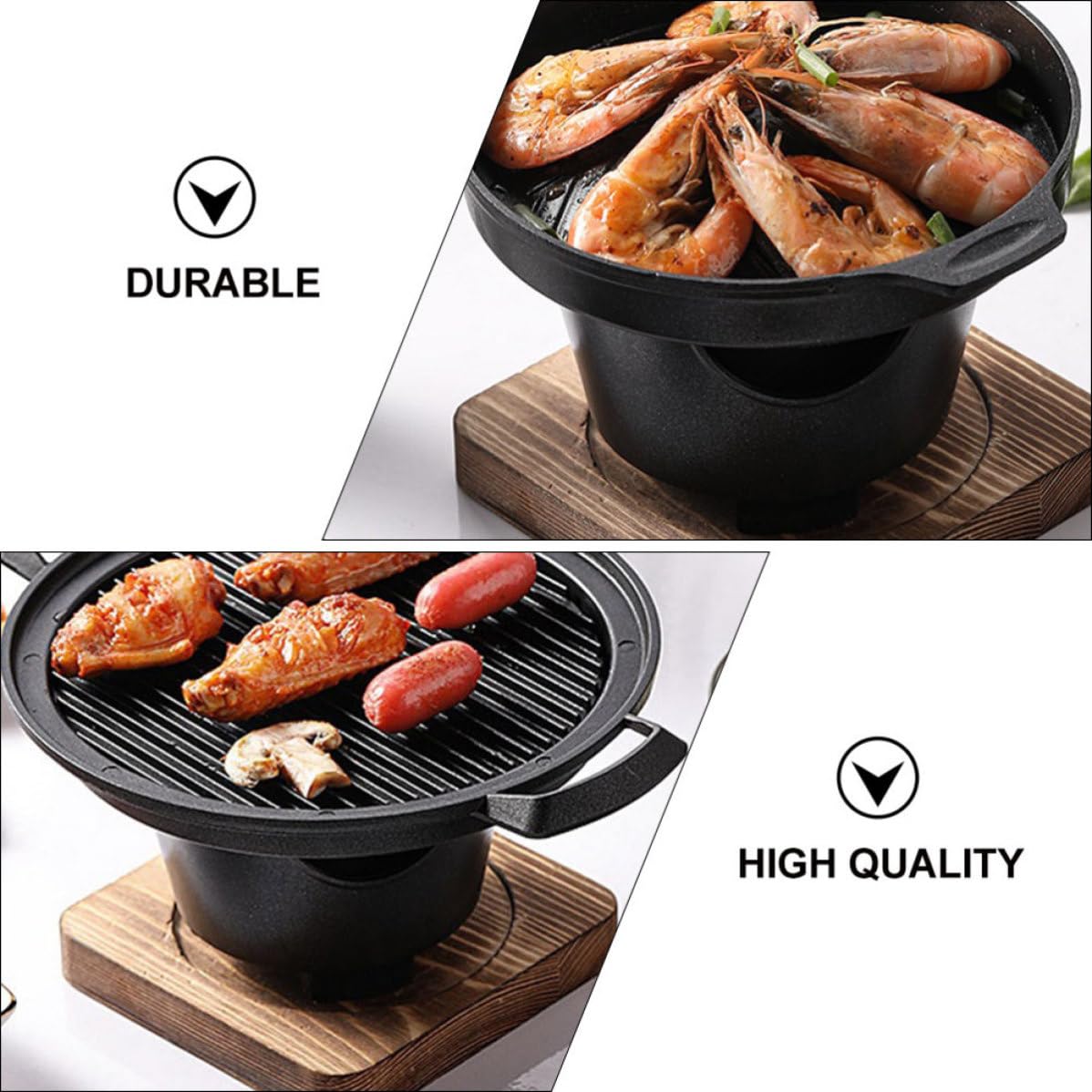 Operitacx Horno de Carbón para Barbacoa de Interior sin Humo Parrilla de Aluminio y Calor Uniforme Adecuado para Asar Verduras en Casa