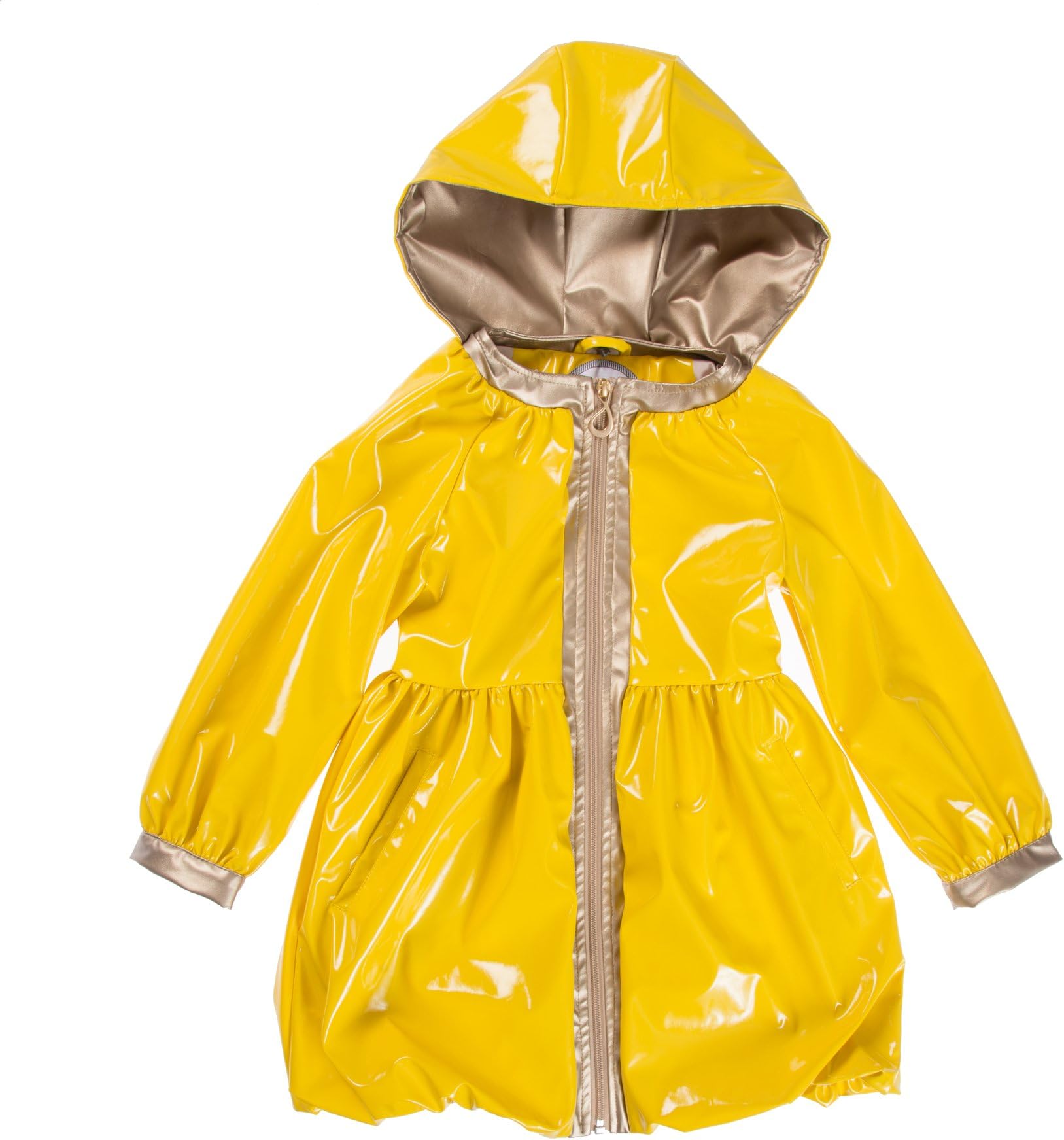 Oil & Water Little and Big Girl's Fashion Waterproof Raincoat Jacket with Hood (Lemon Curry, 8)