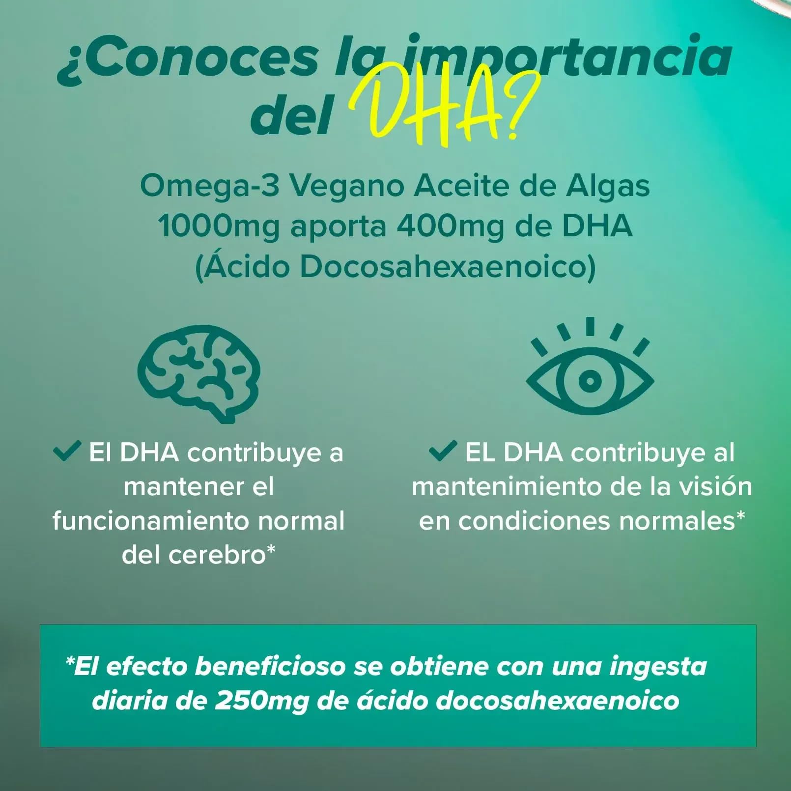 HSN Omega 3 Vegano (400mg DHA) | 120 Perlas Vegetales | 1000mg Aceite de Algas (Schizochytrium sp.) en forma de Triglicéridos Naturales [TG] de Alta Biodisponibilidad | No-GMO, Sin Gluten