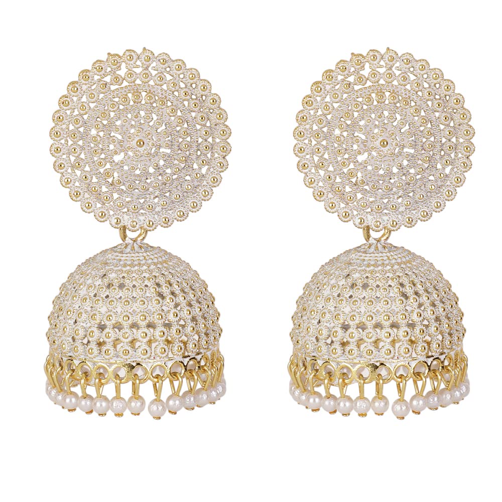 Shining Diva Fashion Latest Stylish Traditional Antique Gold Plated Jhumki Earrings for Women & Girls (13315er), Gold White, One Size (B09TW26TKK) Amazon Price History, Amazon Price Tracker