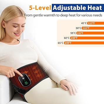 Heating Pad with Massager for Lower Back,Back Massager for Pain Relief | Cordless Heated Lumbar Support Belt, Electric Heating Pad for Ease Back Stiffness & Period Cramps, Gift for Friends, Parents