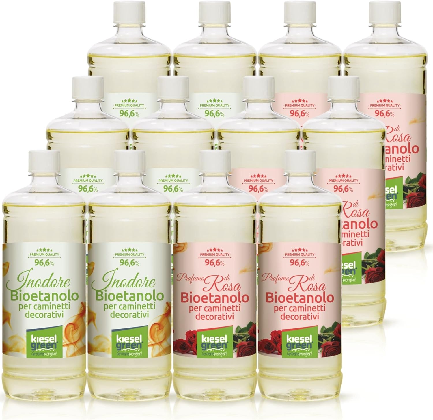 Kieselgreen Bioetanolo Set 12x1L - 6 Inodore + 6 Profumato Per Camini A Etanolo - 2