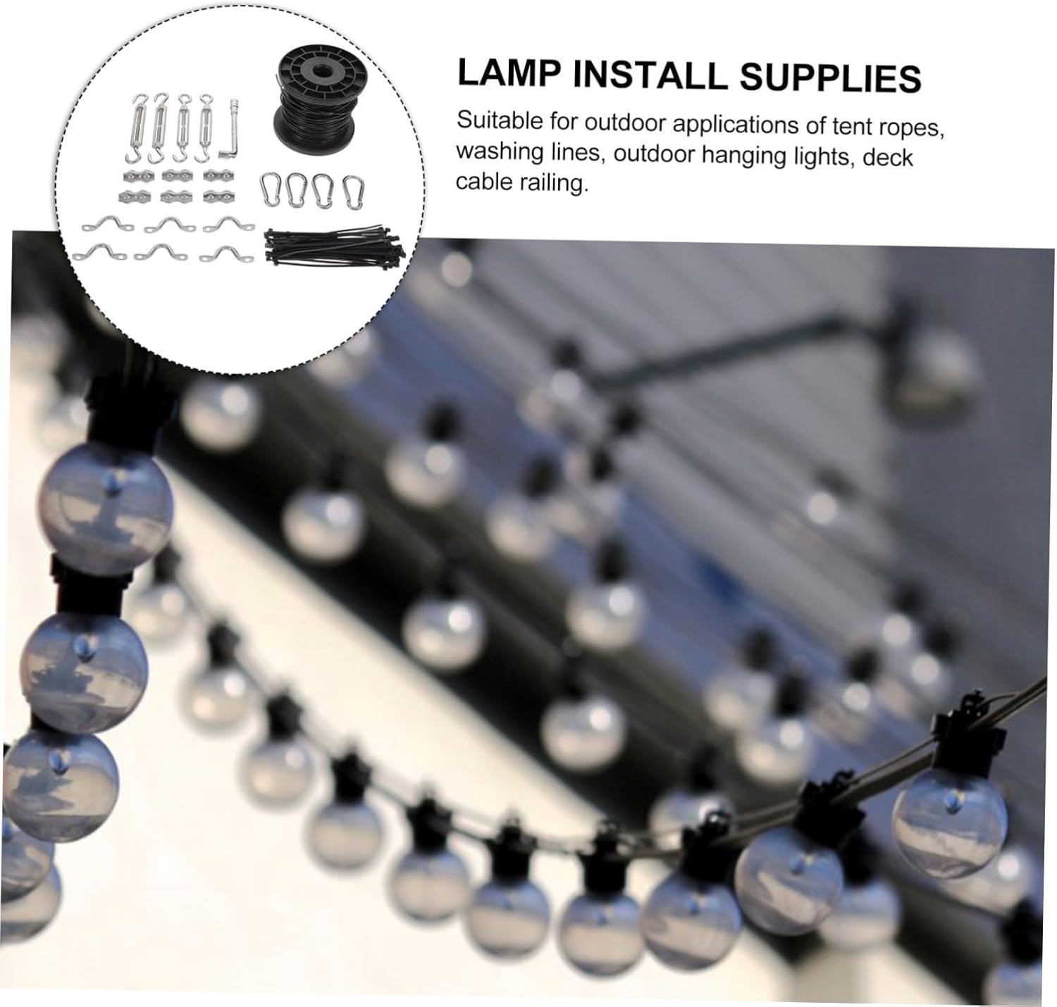 1set String Light Hanging Kit Outdoor Lamp Installation Accessories for Garden Tent and Patio Use Easy to Install