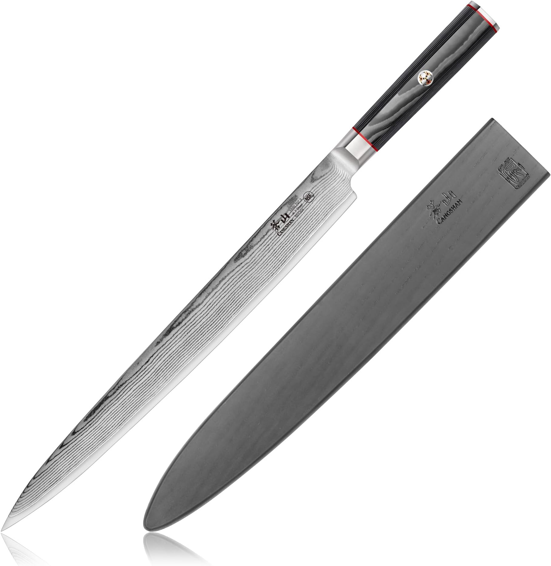 Cangshan YARI Series 12-inch Sashimi Knife with Sheath, X-7 Damascus Steel, 501301