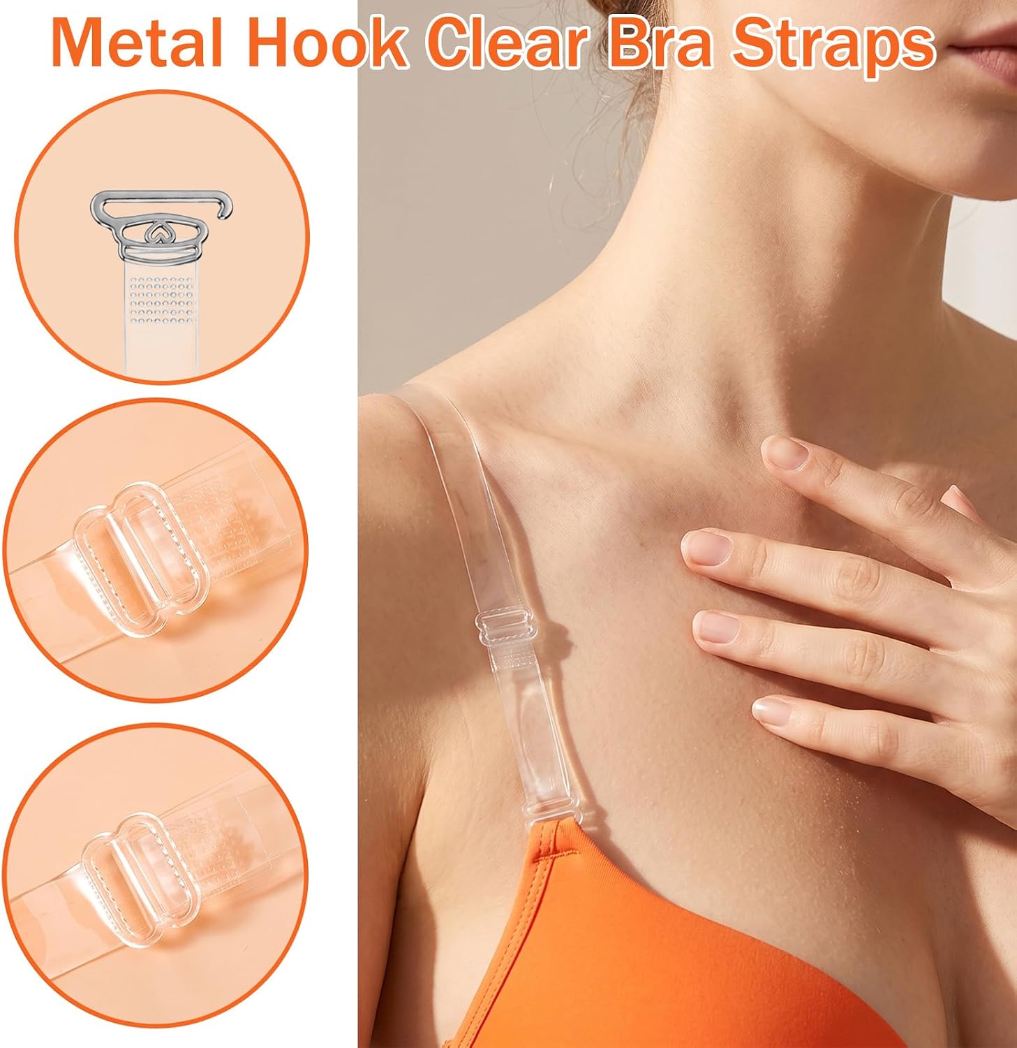 32 Pcs Clear Bra Straps, Adjustable Invisible Thin Bra Straps image 4