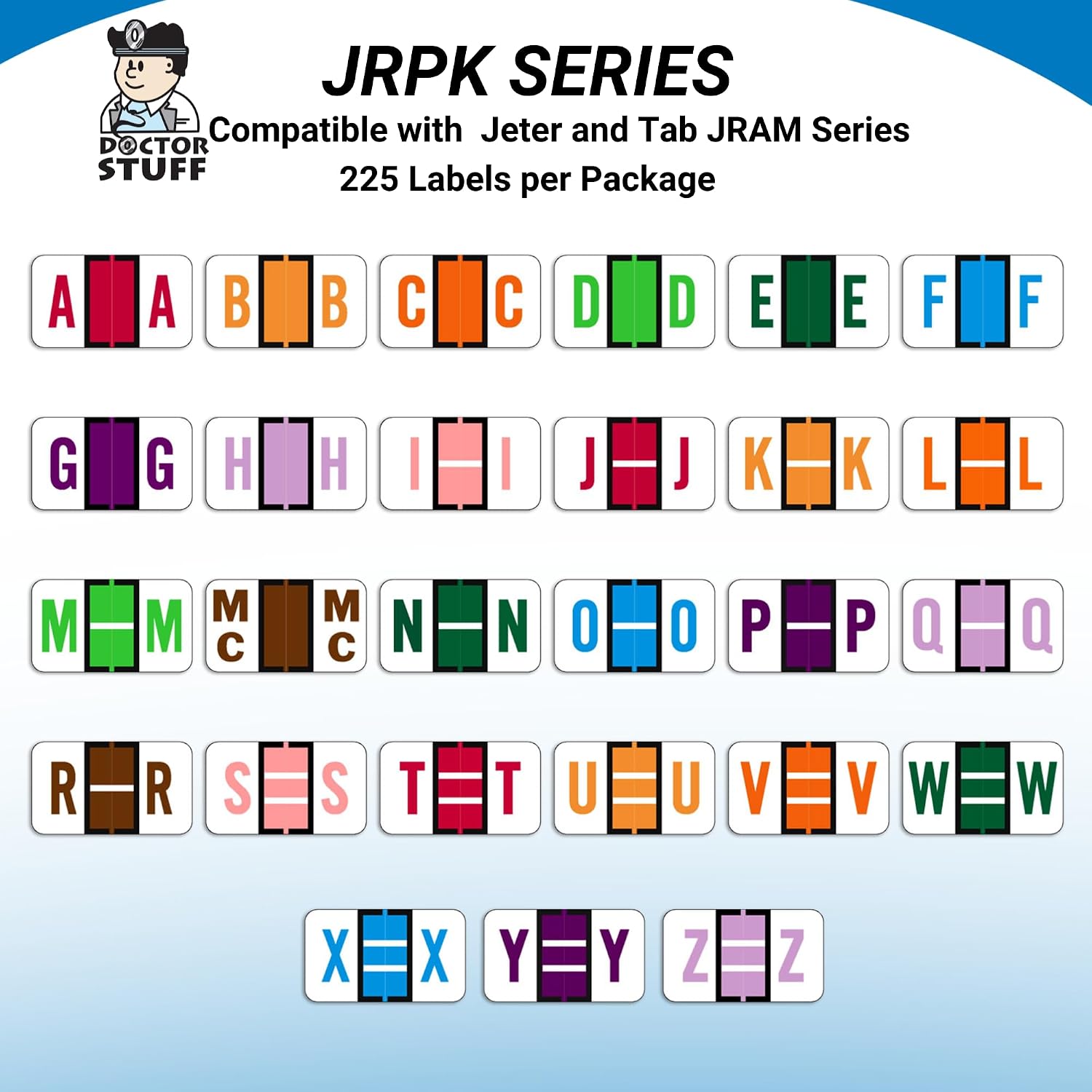 Doctor Stuff - File Folder Labels, Alphabet Letter R, Jeter/TAB 5100 - JRAM Series Compatible Alpha Stickers, Brown, 15/16" x 1-5/8", 225 Labels per Package