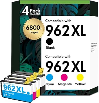 962XL 962 9010 9015 Ink Cartridges Combo Pack Replacement for HP Ink 962XL Black and 962 Color Combo Pack for HP OfficeJet Pro 9020 9018 9025 9012 9014 9016 9019 9022 9026 9027 9028 9029 Printer