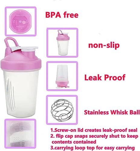 Miniatura 9 de Botella agitadora para proteína en polvo (sin BPA), vaso mezclador de proteínas de 16 oz de 13.5 fl oz para antes del entrenamiento y batidos (13.5