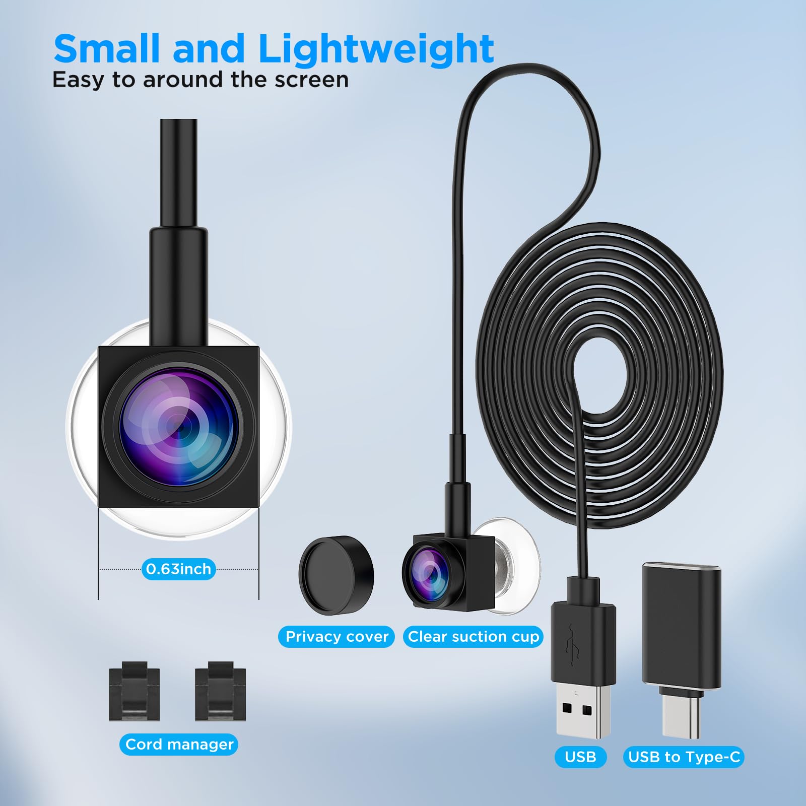 Uyissykia Eye Contact Webcam 1080P Auto Focus with Suction Cup of Center Screen, Web cam with Noise-Cancelling Microphone for PC and Laptop,Plug & Play USB Webcam for Zoom/Teams/Streaming — view 6
