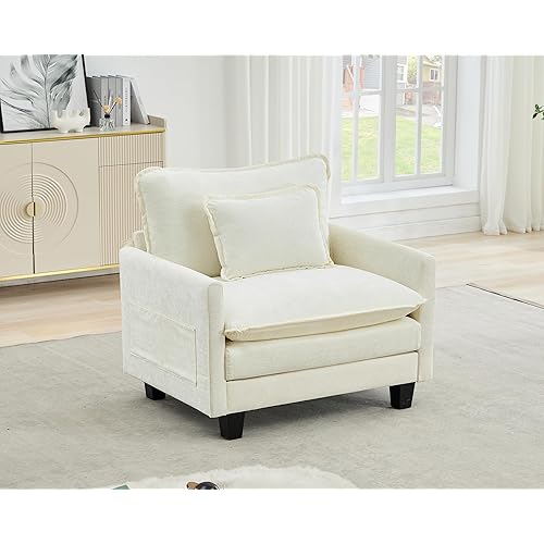 SAMERY 39" Modular Sectional Sofa Comfy Cloud Couch with Throw Pillows, Deep Seat Chenille Modular Sofa Cloud Sectional Couches for Living Room, Bedroom, Apartment, Beige