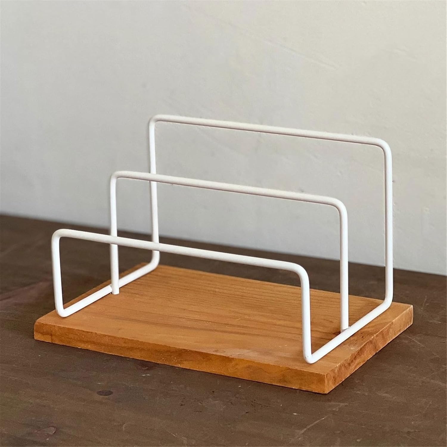 CD Storage Rack Tabletop Wooden Vinyl Record Rack CD Albums Holder with Metal Bracket