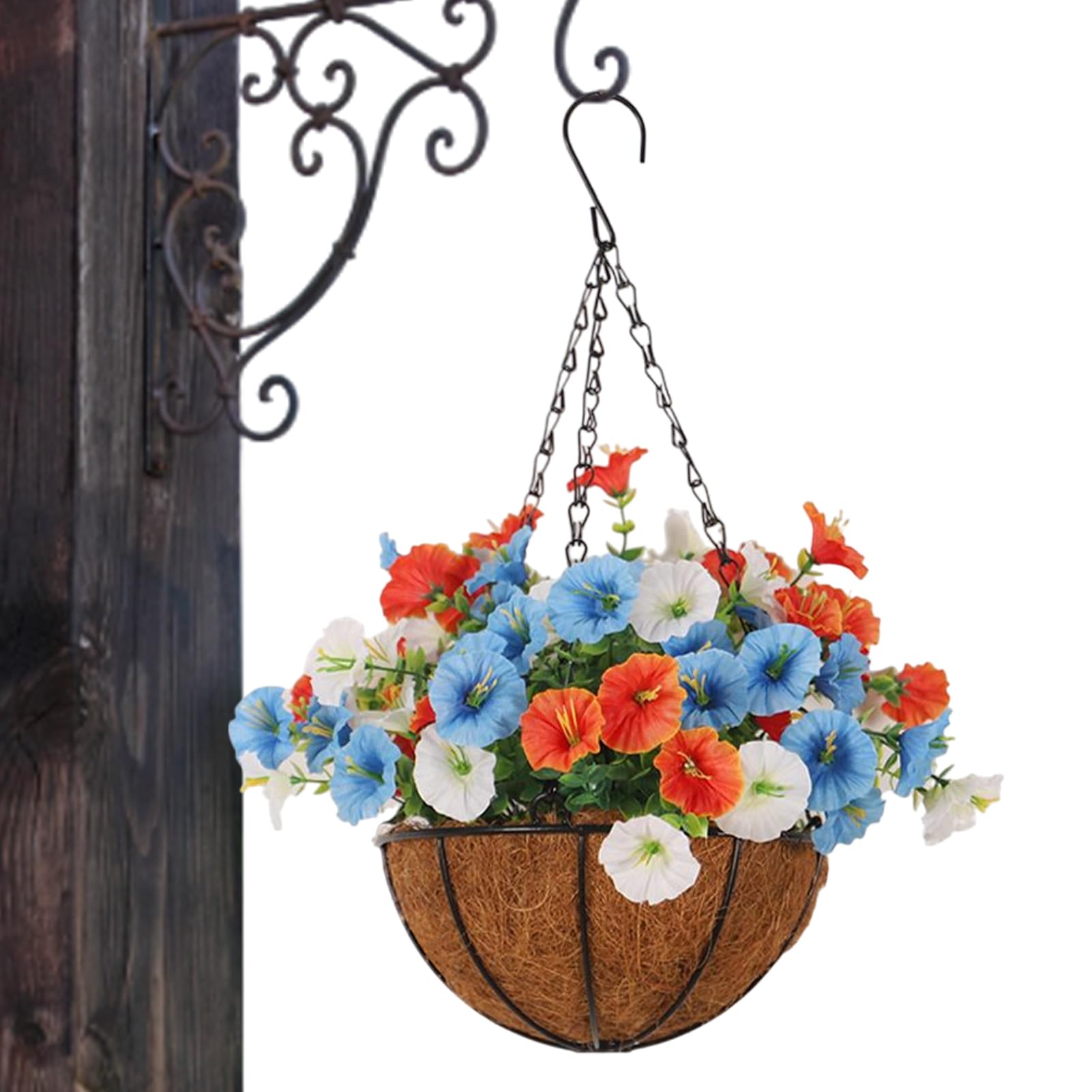 Fleurs artificielles suspendables avec panier au fini naturel haut de gamme