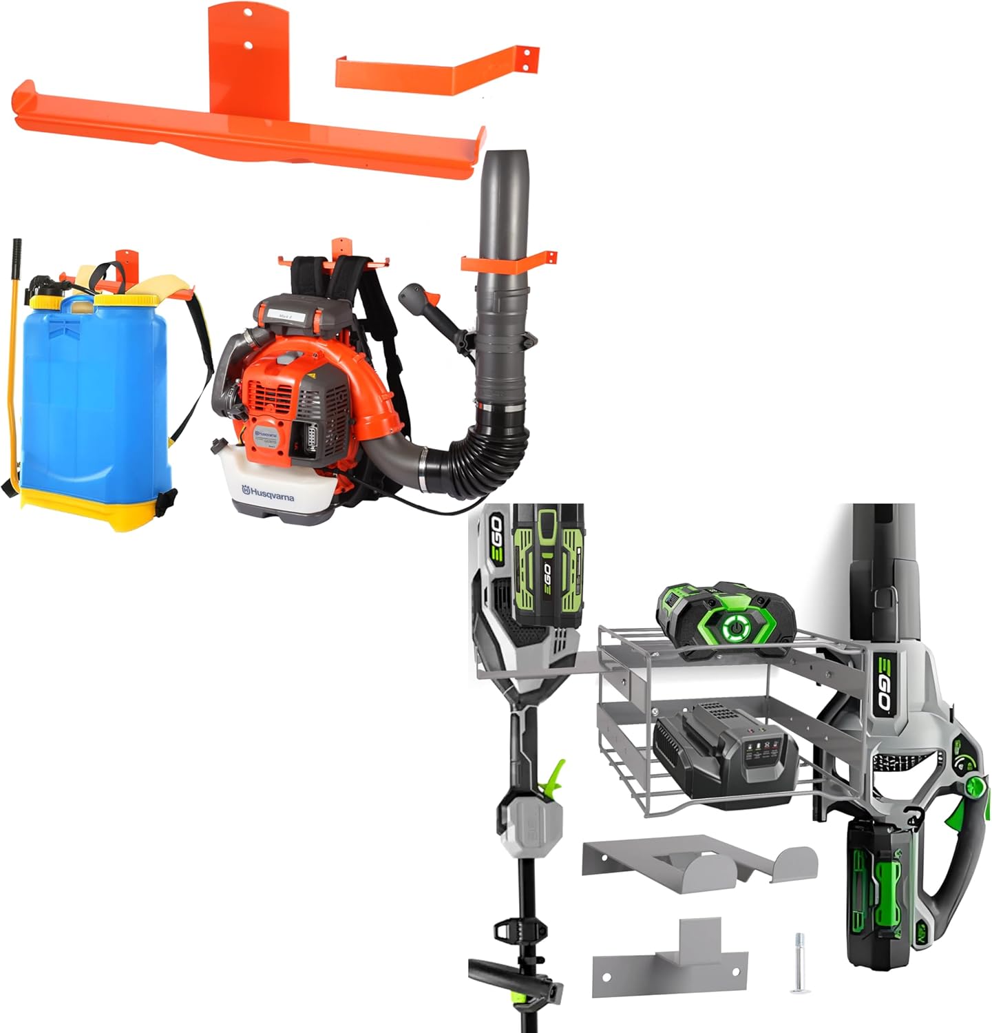 1PCS Backpack Blower Hanger & 1PCS Garden Tool Rack