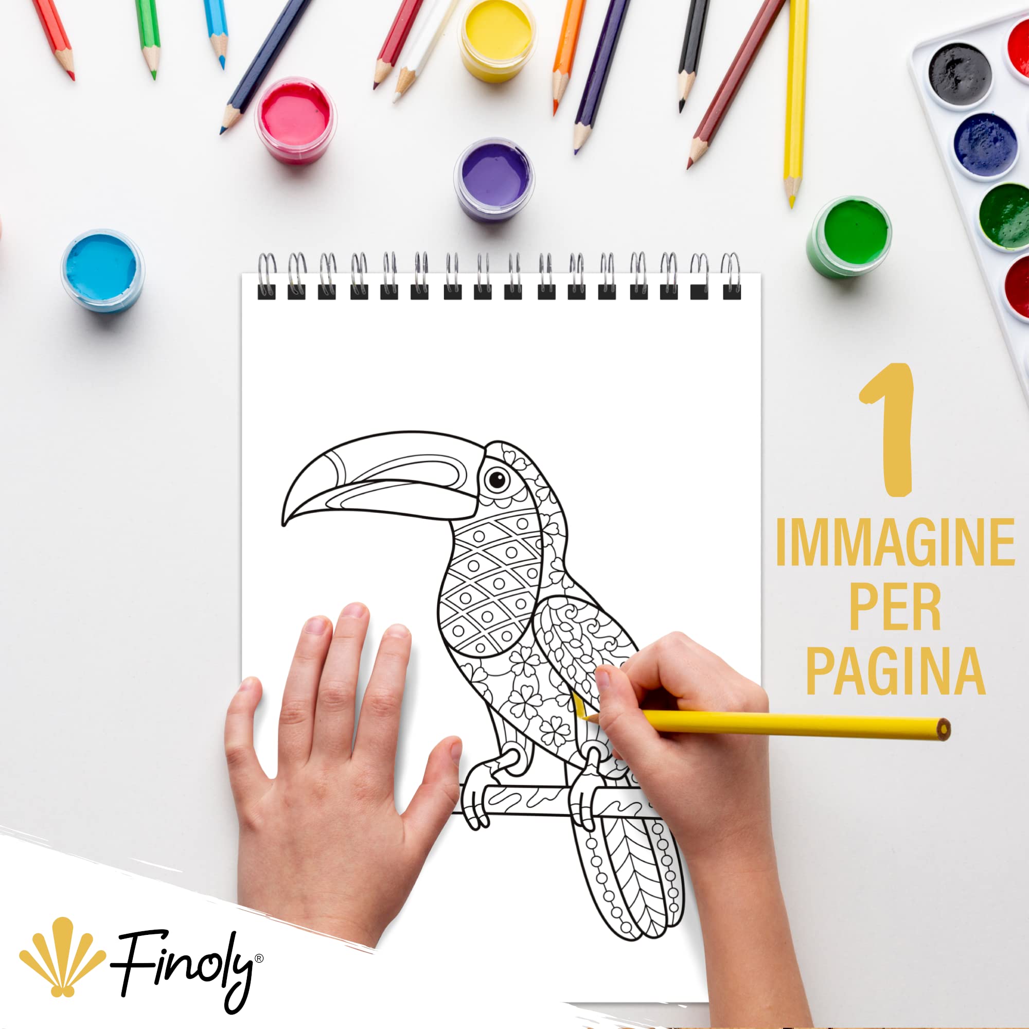 Finoly Mandala da Colorare per Bambini Rilassamento e Antiestress | Libro Mandala da Colorare Bambini | Mandala Animali L’inchiostro non Trapassa | Libri da Colorare Mandala A4 | Rilegatura Spirale