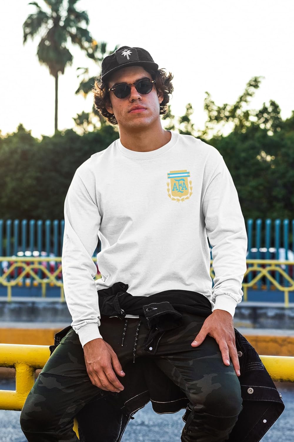 Pop Threads Argentina Futbol Soccer Retro National Team Sports Long Sleeve Tee T-Shirt