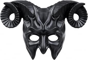 MCJC Devil Goat Horned Mask, Halloween Cosplay Props, Adult Half Face Masquerade Mask, 4 Colors