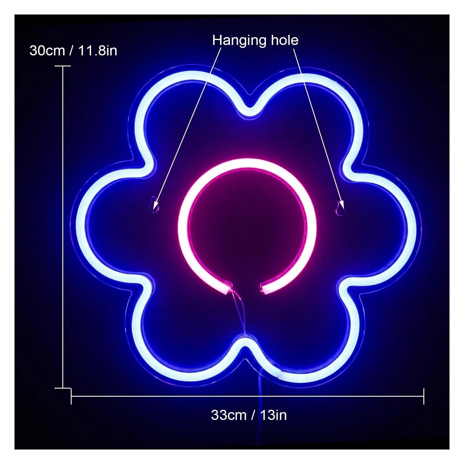 Fiore LED per insegna al per neon decorazione da parete corpo appeso per bar negozio festa bambini per la per stanza con casa camera(Blu)