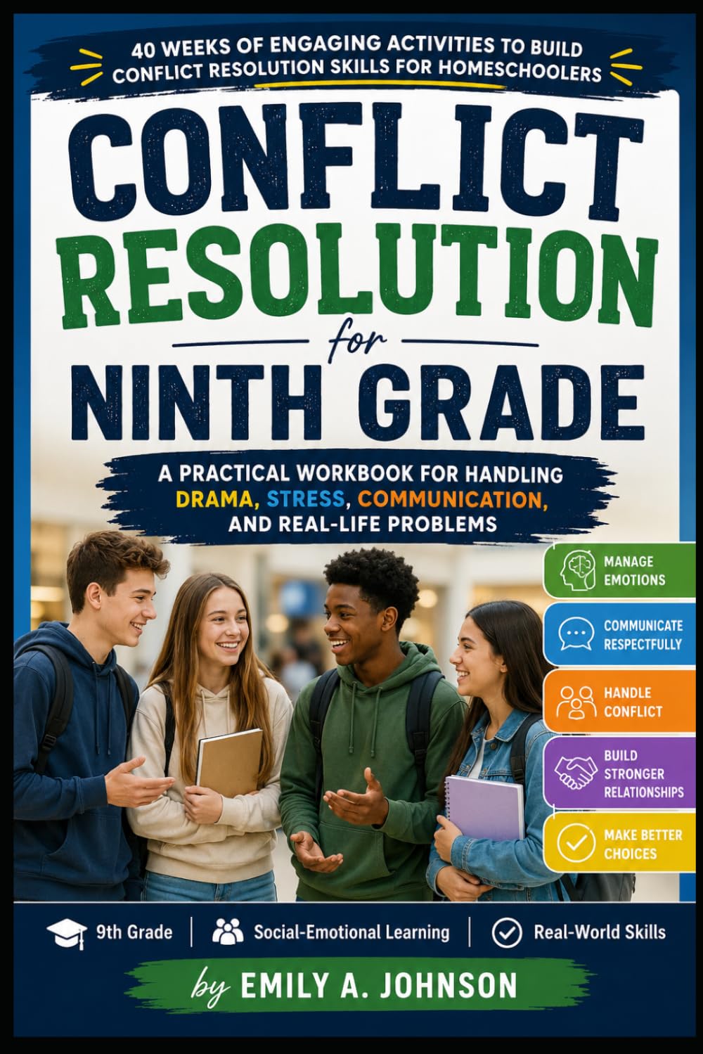 Conflict Resolution for Ninth Grade: A Practical Workbook for Handling Drama, Stress, Communication, and Real-Life Problems: 40 Weeks of Engaging ... Skills (The Homeschool Helper Series)
