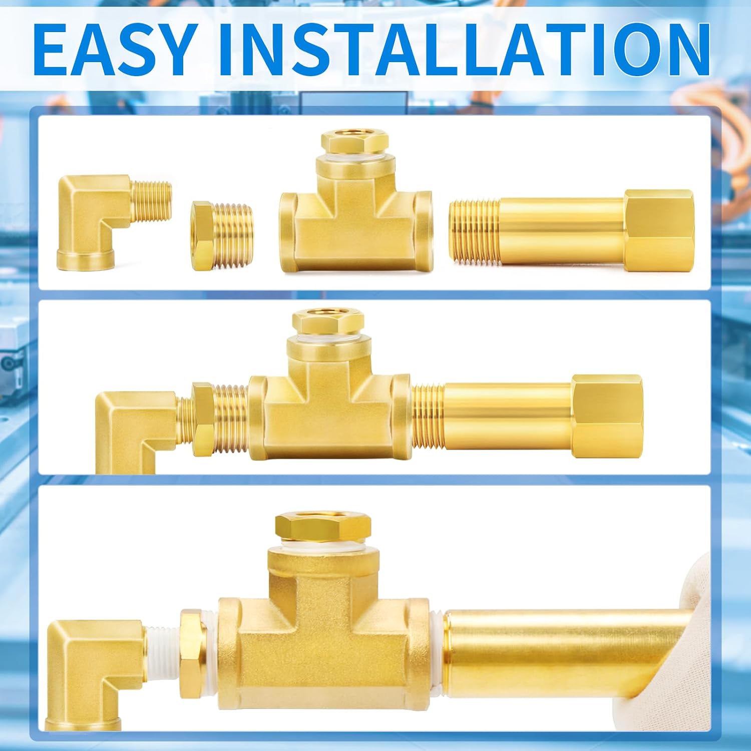 ChillWaves Brass Pipe Fitting, Long Nipple Pipe 1/8" NPT Male x 1/8" NPT Female Thread 2" Length(50MM)(2-PACK)