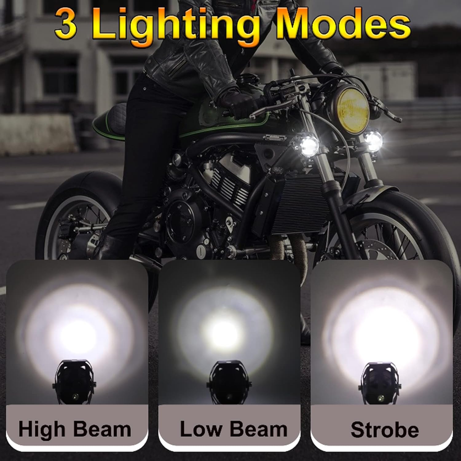 Biqing Faretti LED Moto,U5 12V 24V Fari Moto LED Faretto Anteriore fendinebbia Fari Supplementari per moto con Switch 125W 3000LM per Motos Auto Bici Camion Barca (Bianca)