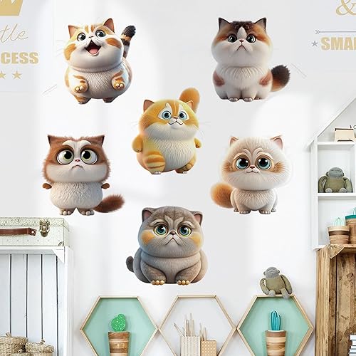 Calcomanías de pared con diseño de gatitos lindos y encantadores, diseño de animales de dibujos animados, para bricolaje, vinilo extraíble para