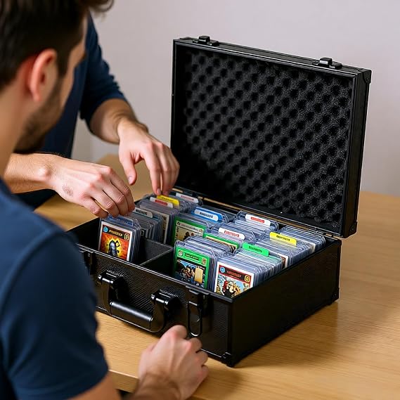 Graded Card Storage Box Trading Card Storage Box Portable Card Holder for PSA, BGS, SGC, CSG Slabs Top Loaders and Sports/MTG Trading Cards (Black, 38x30x15cm)