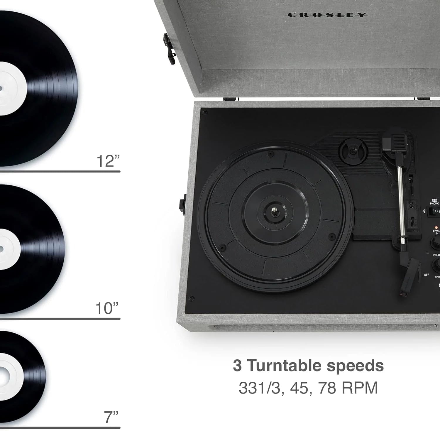 Crosley Aria platenspeler met Bluetooth en FM-radio - Grijs