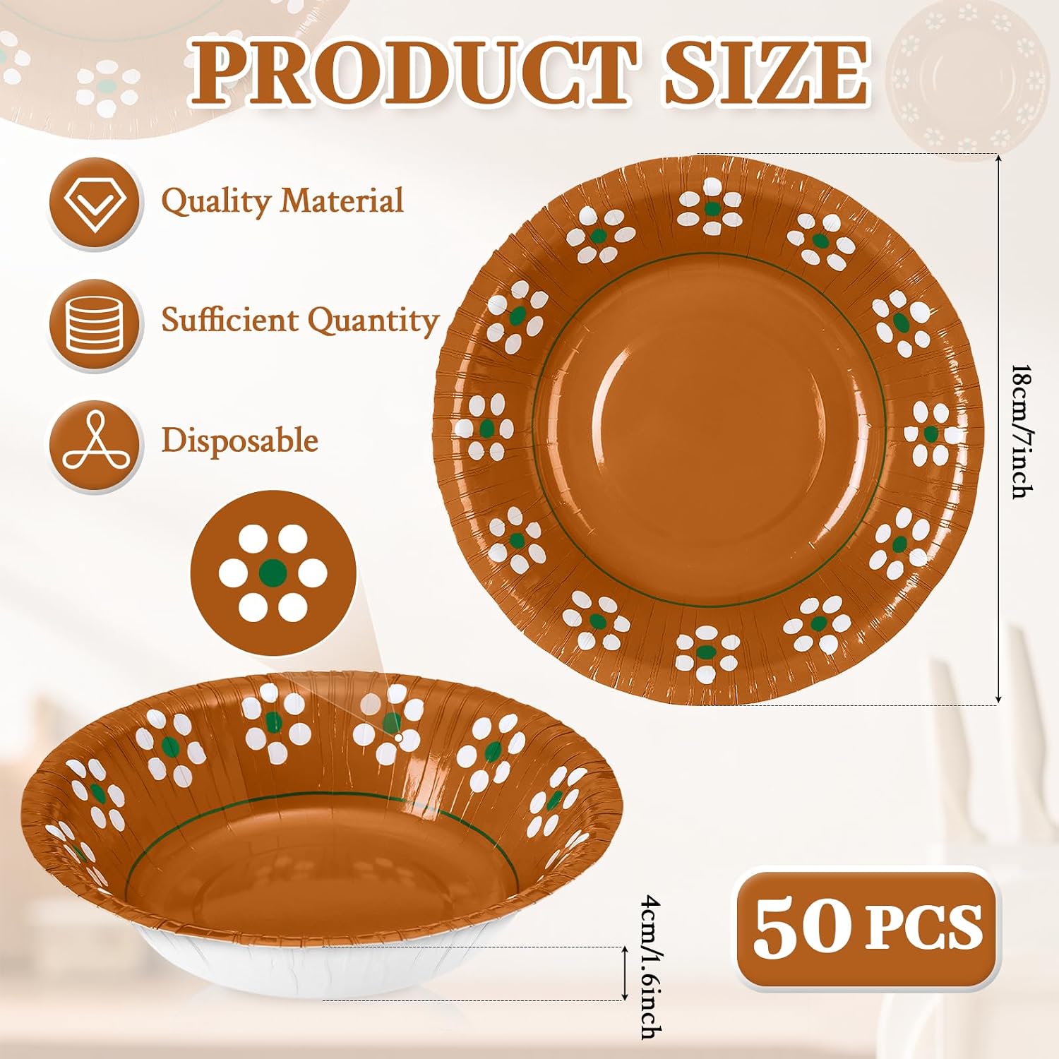 50Pcs 16 oz Platos De Barro Mexicanos Paper Bowls Mexican Party Decorations Terracotta Clay Pottery Soup Bowls Snack Dessert Bowl Mexican for Wedding Carnival Family Gatherings Birthday Party Supplies