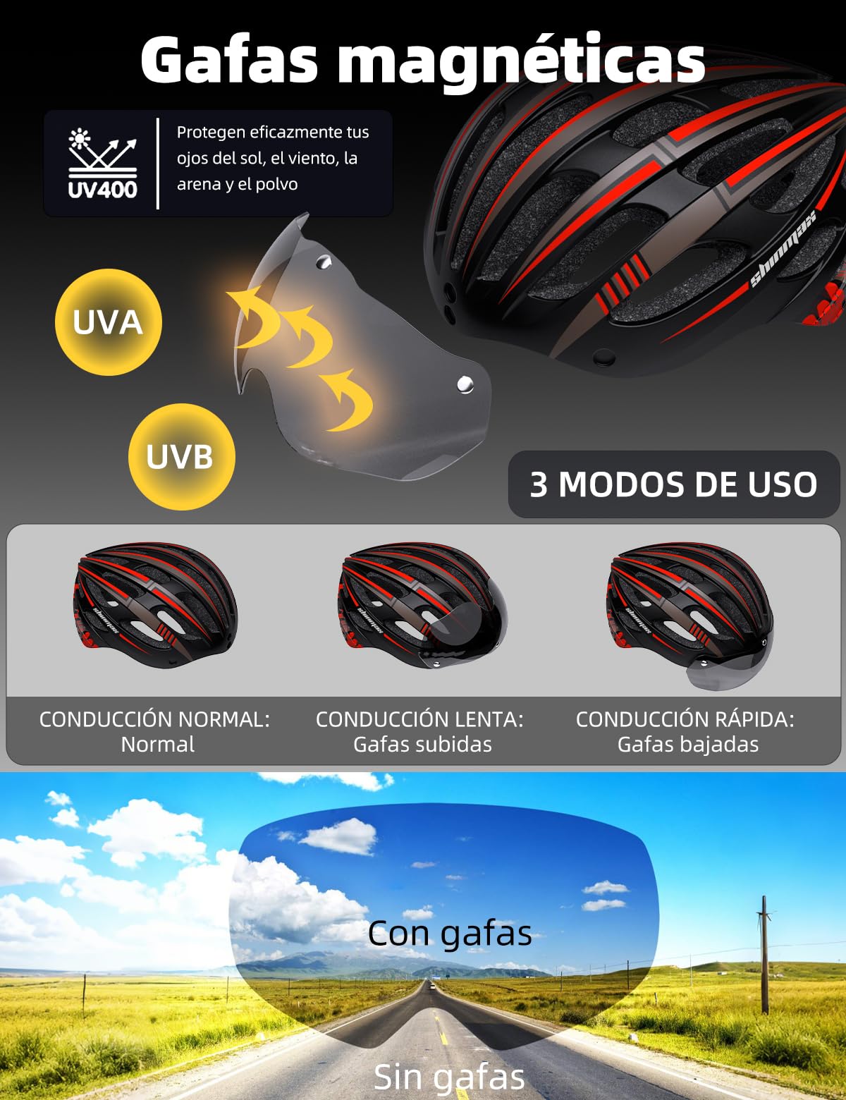 Shinmax Casco Bicicleta Adulto Casco Bici con USB Luz Pegatina Luminosa Certificado CE Casco Bicicleta Mujer Hombre con Visera Magnética Casco MTB Casco Bici para Montaña Ciclismo Carretera 57-62 cm