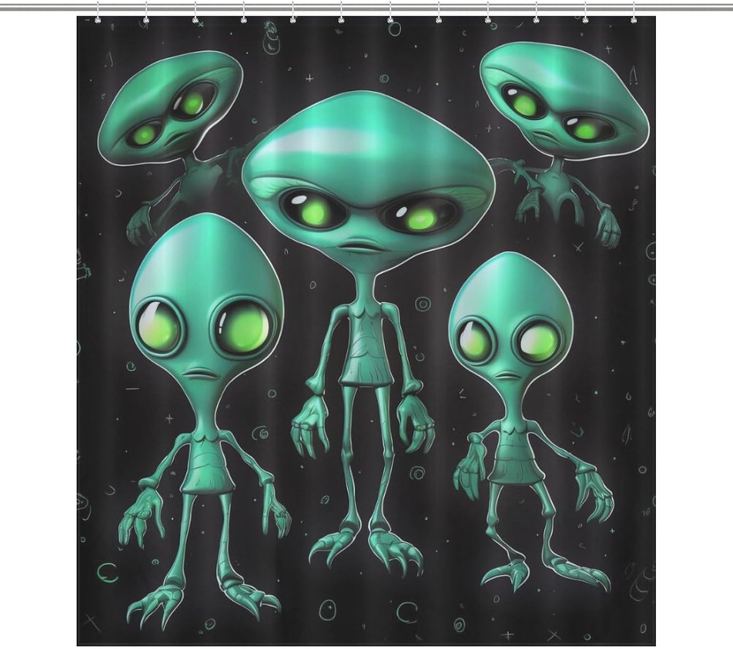 Aliens Shower Curtain Textured Shower Liner Curtain Heavy Bathroom Shower Curtains with Grommets and Hooks Decor Bath Shower Curtains Set for Showers Bath Tubs 36'' X 72''
