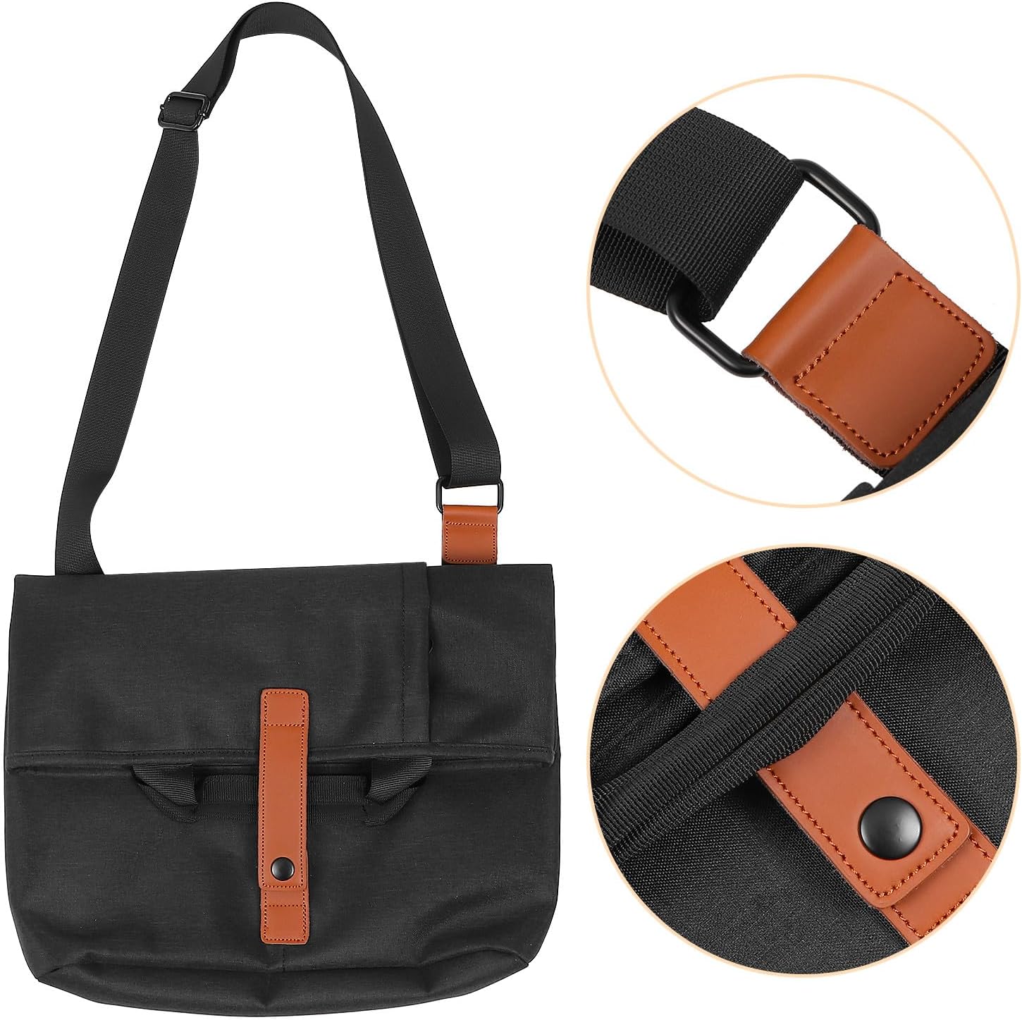 BESPORTBLE Men’s Crossbody Messenger Bag Vintage Black Bucket Pouch Outdoor Handbag Large Practical Shoulder Bag for Travel and Daily Use