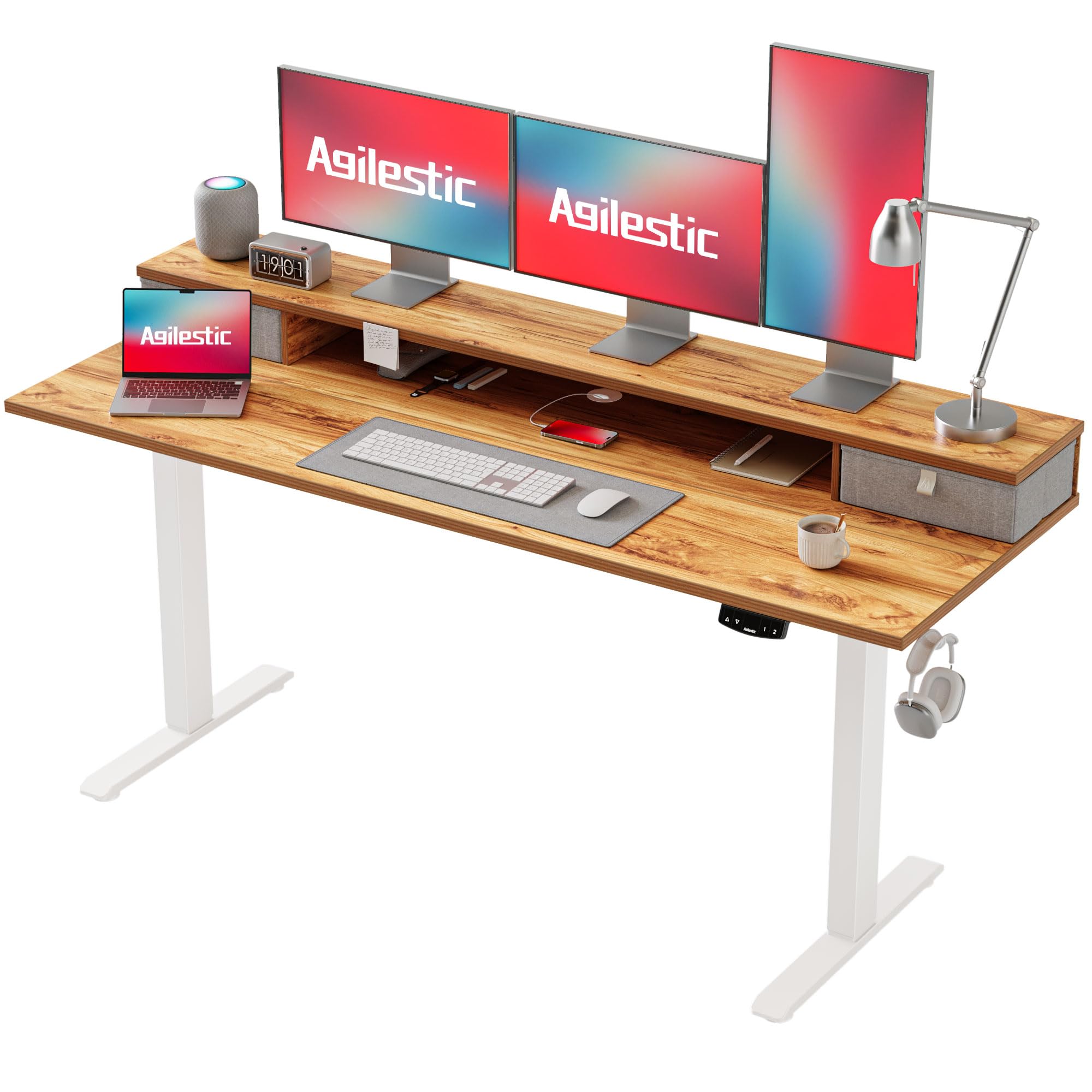 Agilestic Höhenverstellbarer Schreibtisch mit 2 Schubladen
