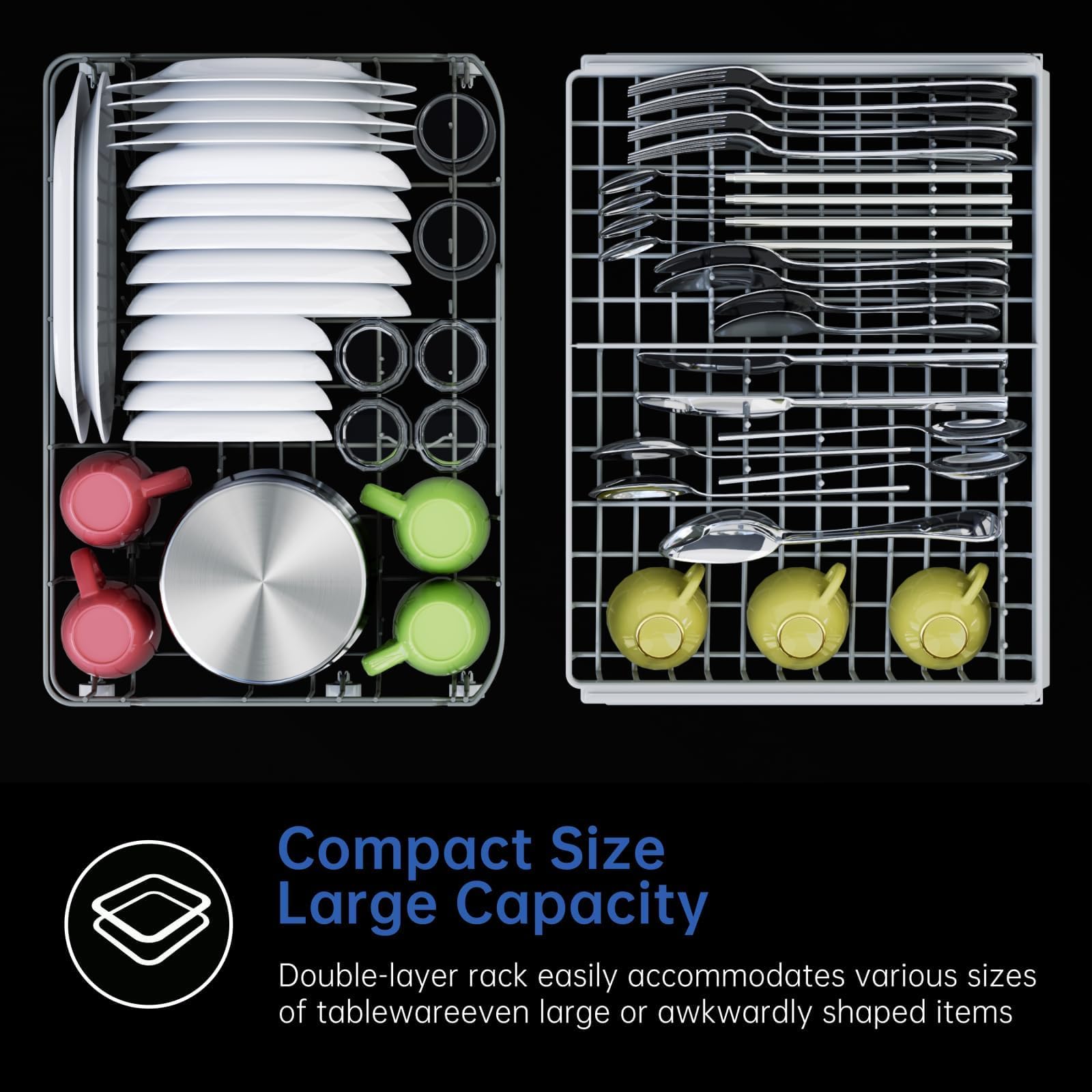 AIRMSEN 2025 NEW Upgraded Table Top Dishwasher with Soft Water Salt Function, Portable Countertop Dishwasher with 9 Programs & 5L Tank, 2-12H Delay Start & 360° Triple Spray Arms, White — view 6