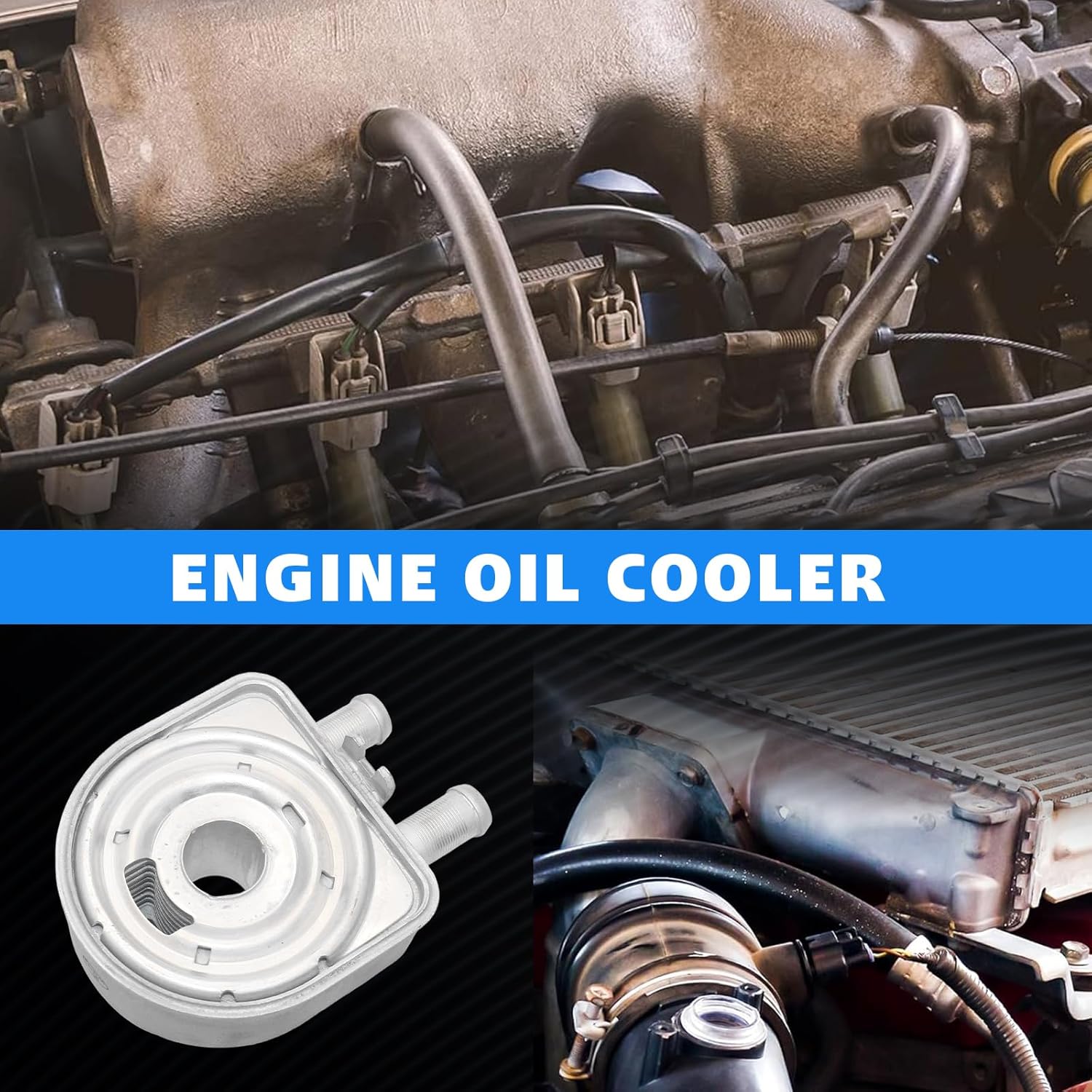 26410-2G000 Oil Cooler for Hyundai Genesis Coupe 2010-2014 Santa Fe 2010-2012 Santa Fe Sport 2013-2018 Sonata 2007-2017 Tucson 2011-2015 Kia Magentis 2007-2010 for Sportage Optima Sorento 2008-2018