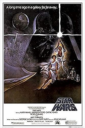 Buyartforless Póster impreso de película de Star Wars A New Hope (36 x 24 pulgadas), Harrison Ford Mark Hamill Carrie Fisher Billy Dee Williams