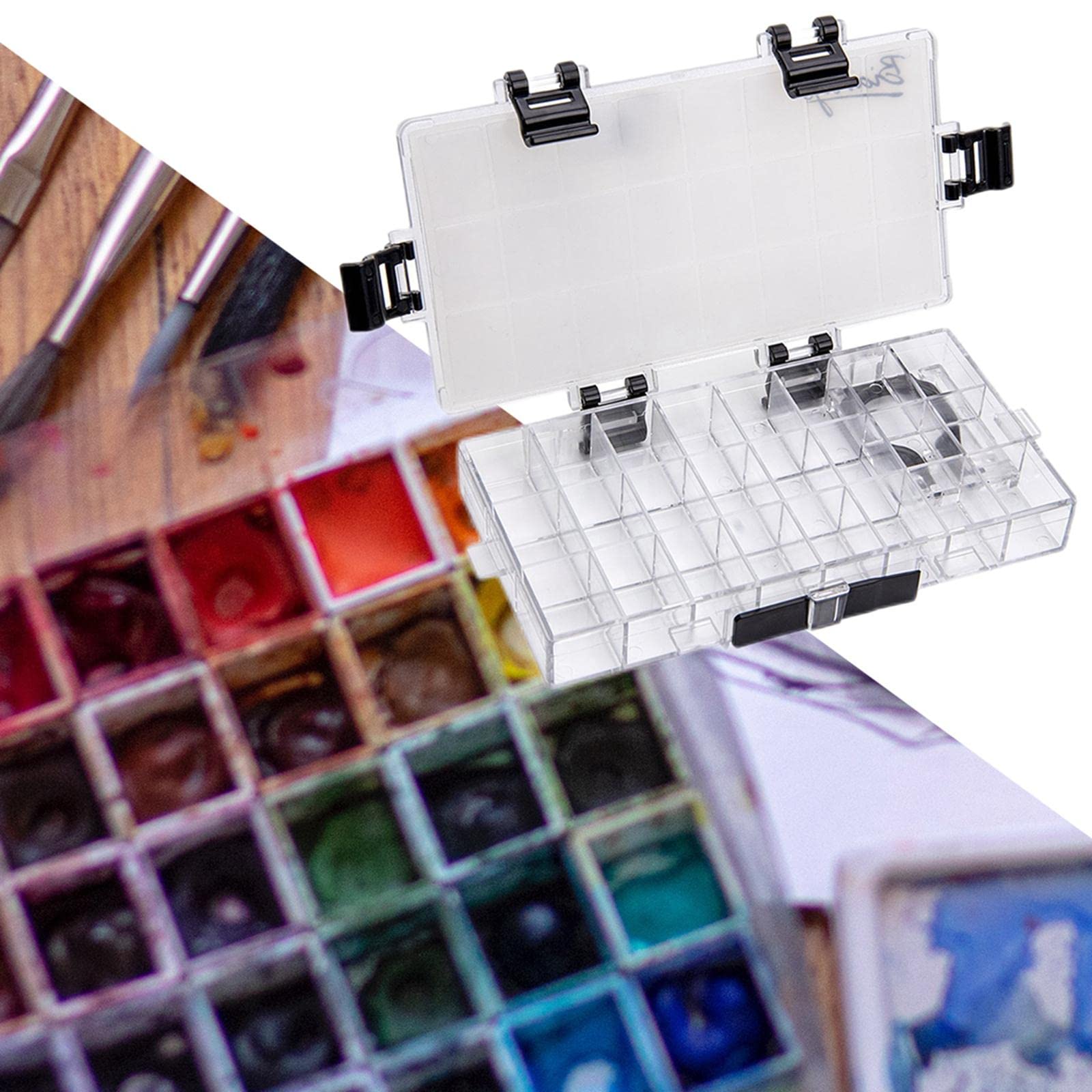 Caja De Paleta De Pintura De Acuarela Port Til Tomtop OS3506 Azul